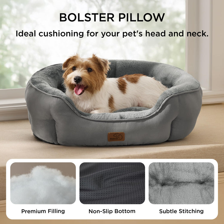 Bedsure Dog Beds for Small Dogs - Round Medium Cat Beds for Indoor Cats, Washable Pet Bed for Puppy and Kitten with Slip-Resistant Bottom, 25 Inches, Taupe