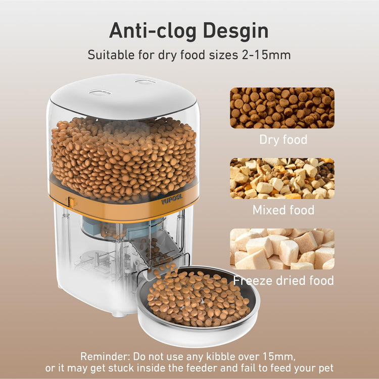 Yuposl Automatic Cat Feeders - 2L Cat Food Dispenser Easy to Use, Timed Automatic Pet Feeder with Over 180-day Battery Life, 1-6 Meals Dry Food Programmable Portion Control Also for Dogs
