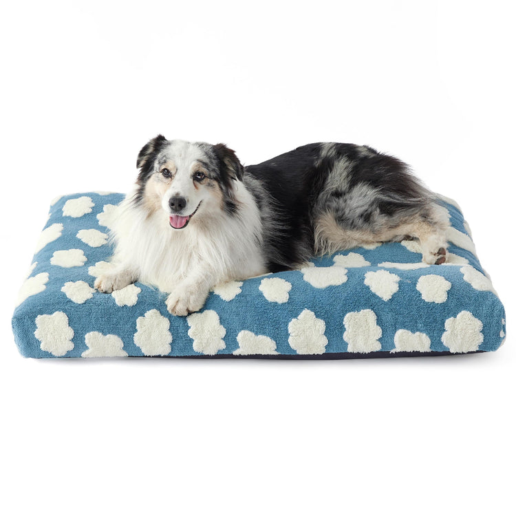 LE SURE Dog Beds Medium Size-Thick Shredded Chopped Foam Pet Bed as Gift for Indoor with Removable Cover, Cute Modern Fuzzy Plush & Anti Slip Bottom, Green