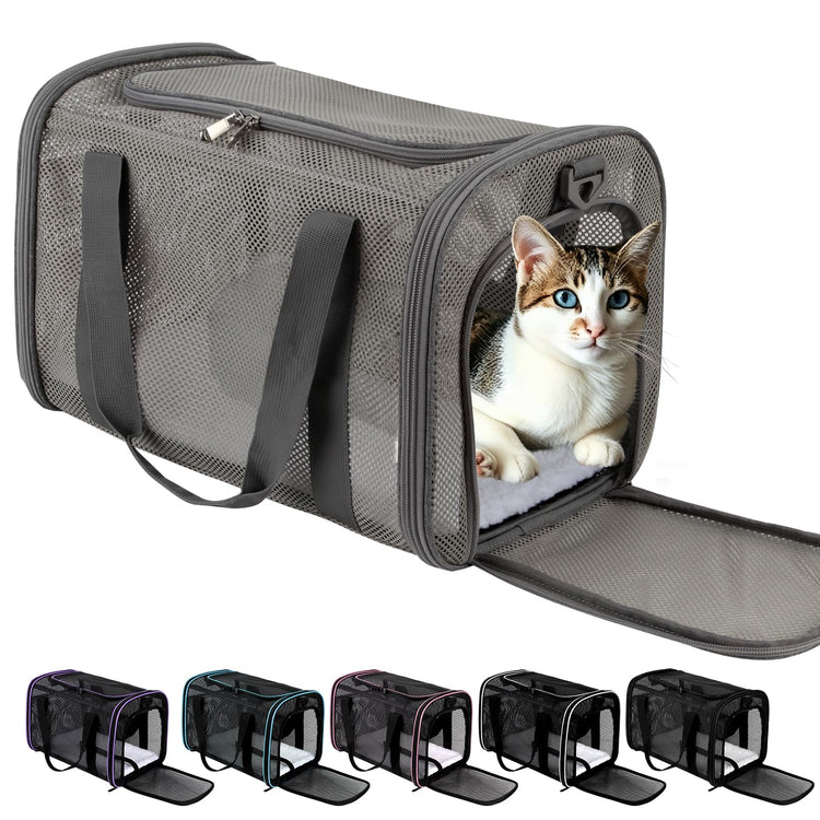 Cat Carrier Dog Carrier Pet Carriers Soft-Sided Cats Bag Animal Carriers Puppy Carrying Bag TSA Airline Approved Small Dog Carrier Soft Sided, Collapsible Travel Carriers for Big Cats(Up to 16lbs),