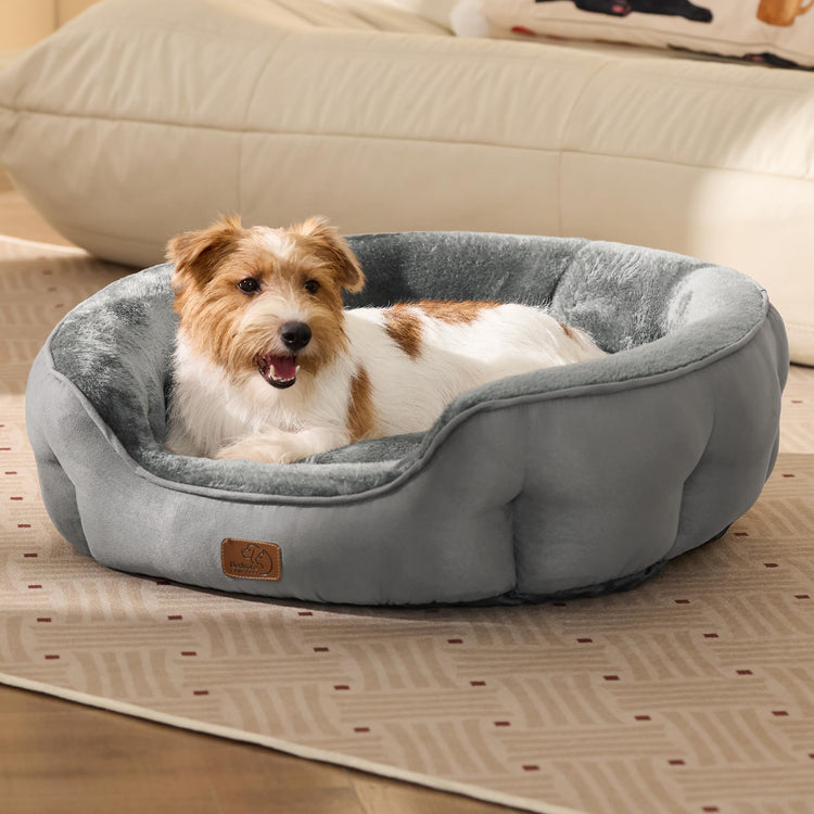 Bedsure Dog Beds for Small Dogs - Round Medium Cat Beds for Indoor Cats, Washable Pet Bed for Puppy and Kitten with Slip-Resistant Bottom, 25 Inches, Taupe