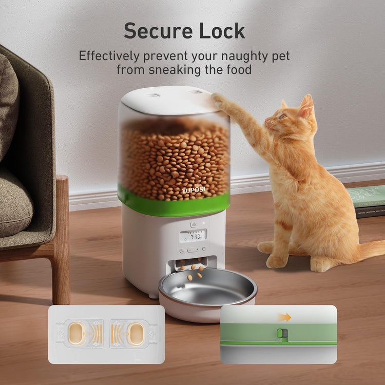 Yuposl Automatic Cat Feeders - 2L Cat Food Dispenser Easy to Use, Timed Automatic Pet Feeder with Over 180-day Battery Life, 1-6 Meals Dry Food Programmable Portion Control Also for Dogs