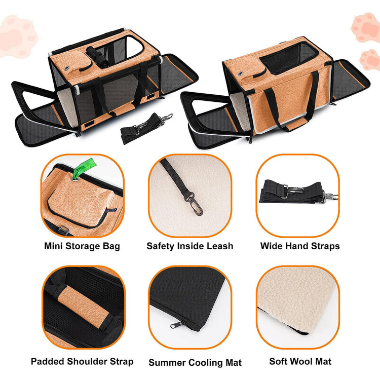 GAPZER Pet Carrier for Large Cats, Soft-Sided Cat Carrier for Medium Big Cats and Puppy up to 20lbs, Washable Dog Carrier Privacy Protection for Home Outdoor Travel