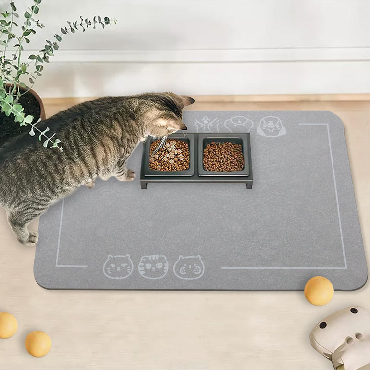 YCT Cat Pet Food Mat - Non-Slip Bottom Absorbent Quick Dry Feeding Mat for Dogs and Cats - Pet Supplies, 11.8"x18.1" Beige
