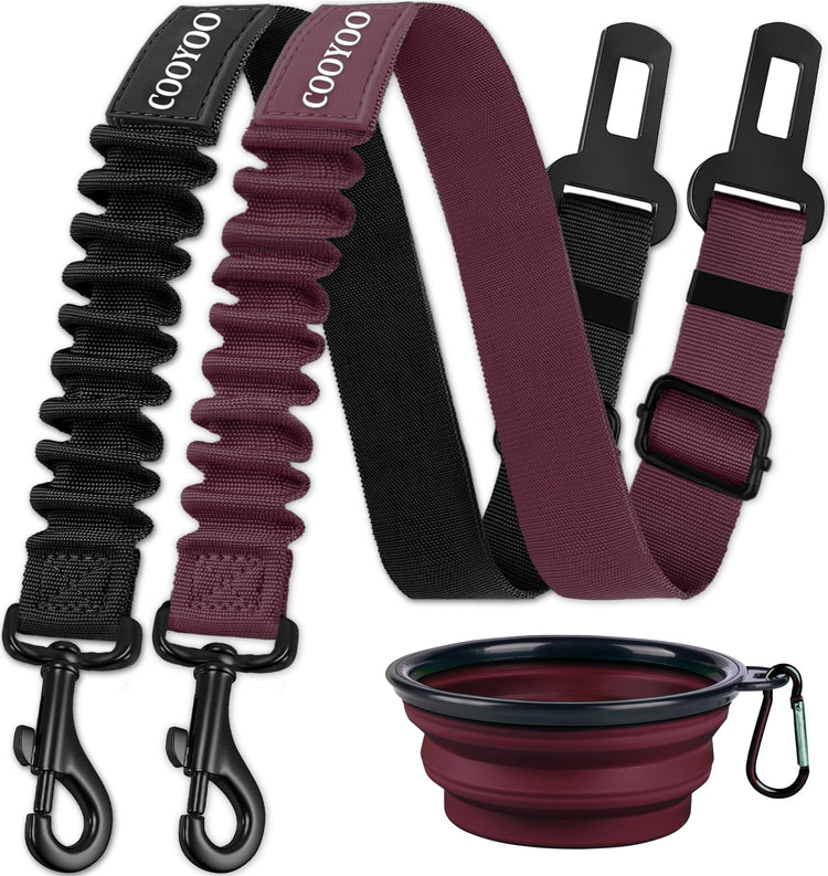 COOYOO Dog Seat Belt, Durability Retractable Dog Car Harness Adjustable Dog Seat Belt for Vehicle Nylon Pet Safety Seat Belts Heavy Duty & Elastic (1 Pack Black)