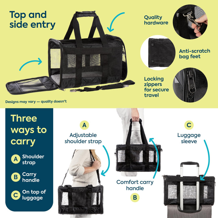 Sherpa Original Deluxe Travel Pet Carrier, Airline Approved & Guaranteed On Board - Charcoal Gray, Medium