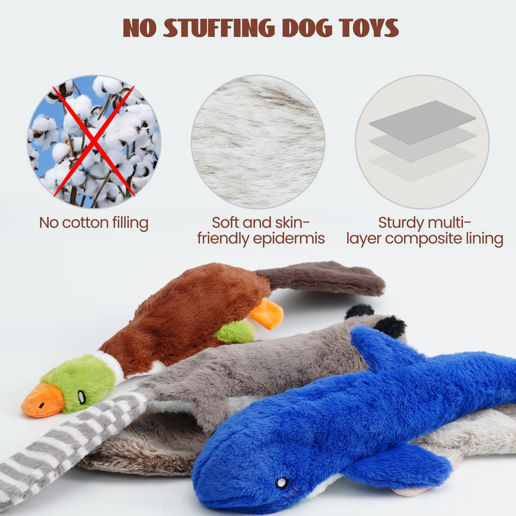 Nocciola Dog Squeaky Toys, 5 PCS Crinkle Plush Dog Toys, No Stuffing Dog Toys for Small Medium Large Dogs, Stuffless Puppy Toys for Boredom
