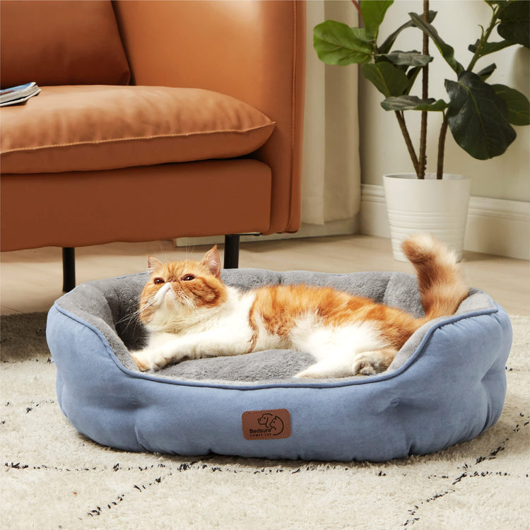 Bedsure Dog Beds for Small Dogs - Round Medium Cat Beds for Indoor Cats, Washable Pet Bed for Puppy and Kitten with Slip-Resistant Bottom, 25 Inches, Taupe