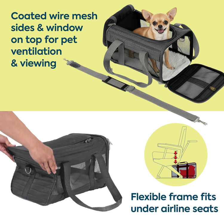 Sherpa Original Deluxe Travel Pet Carrier, Airline Approved & Guaranteed On Board - Charcoal Gray, Medium