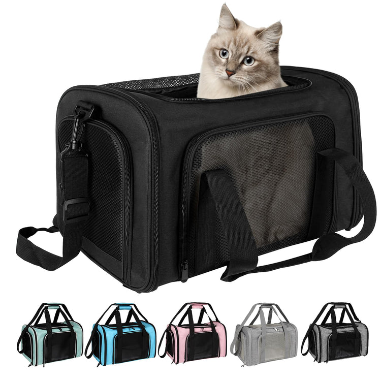 Cat, Dog Carrier for Small Medium Pet Carriers Up to15Lbs, Cats Carrier Soft- Sided Puppy Dogs Bag Portable Foldable Airline Approved Carrier Travel (Green 18 * 11 * 11)