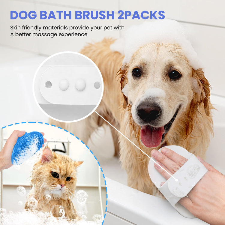 Self Cleaning Shedding Brush - 5-in-1 Professional Pet Grooming Kit Skin Friendly Grooming Tool for Dogs, Cats, and Puppies, Deshedding and Hair Removal for Long and Short Haired Pets, Blue