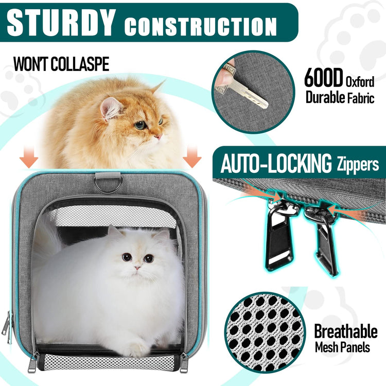 GAPZER Small Dog Carrier Cage Soft Chihuahua / Softshell Big Cat Carrier Maine Coon / Pet Taxi Carrying Bag over 25lbs / Top Loader Travel Kennel Brown