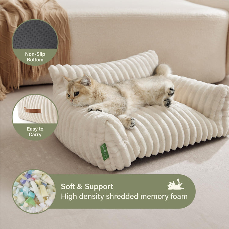 Cute Couch Bed for Pets, Supportive Cat Sofa for Indoor Cats, Small Dog Sofa Bed for Small Dogs, Grey, 24 inches