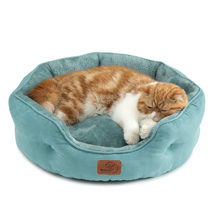 Bedsure Dog Beds for Small Dogs - Round Medium Cat Beds for Indoor Cats, Washable Pet Bed for Puppy and Kitten with Slip-Resistant Bottom, 25 Inches, Taupe