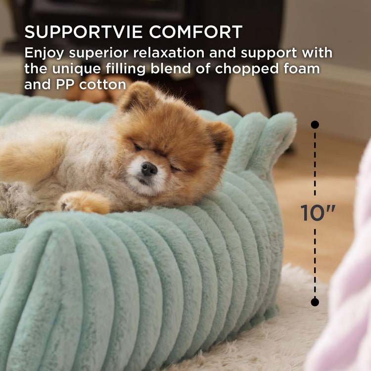 Bedsure ComfyFleece™ Cute Cat Couch for Pets - As Seen on TV on Good Day New York, Fluffy Cats beds for Indoor Cats with Removable Washable Cover, Supportive Pet Sofa, 24inch, Cream