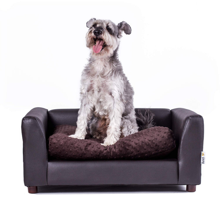 Keet Fluffy Deluxe Pet Bed Sofa Chocolate Small