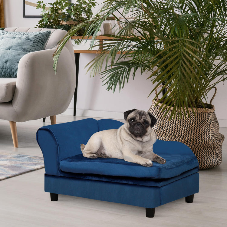 PawHut Luxury Fancy Dog Couch with Hidden Storage, Small Dog Sofa Bed with 2" Soft Foam, Modern Pet Furniture for Puppies & Little Breeds, Green