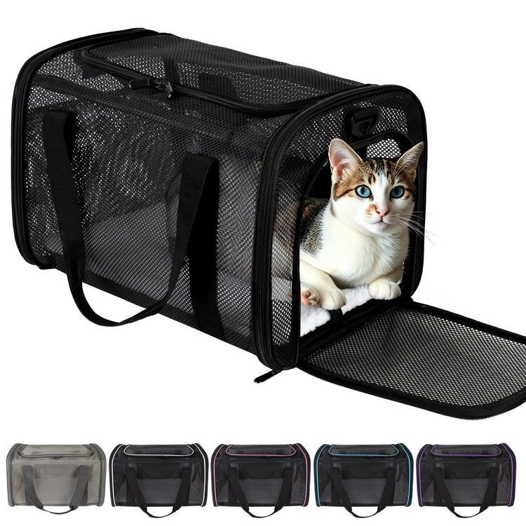 Cat Carrier Dog Carrier Pet Carriers Soft-Sided Cats Bag Animal Carriers Puppy Carrying Bag TSA Airline Approved Small Dog Carrier Soft Sided, Collapsible Travel Carriers for Big Cats(Up to 16lbs),