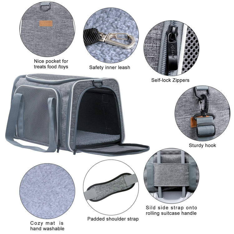 Cat Carrier - Portable Foldable Dog Pet Carrier, Soft-Sided Pet Bag up to 15 Lbs, Airline Approved Travel Puppy Carrier