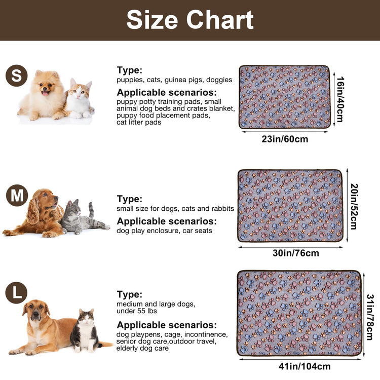 Dono 1 Pack 3 Dog Blankets, Soft Fluffy Fleece Pet Blanket Warm Sleep Mat Paw Print Design Puppy Kitten Throw Blanket Doggy Mat Blanket for Dogs