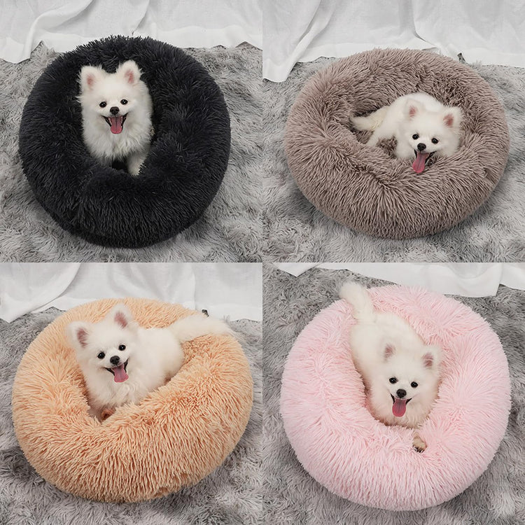 Dog Bed for Small Medium Large Dogs Cats, 20 inch Calming Washable-Round Cozy Soft Pet Bed for Puppy and Kitten with Slip-Resistant Bottom
