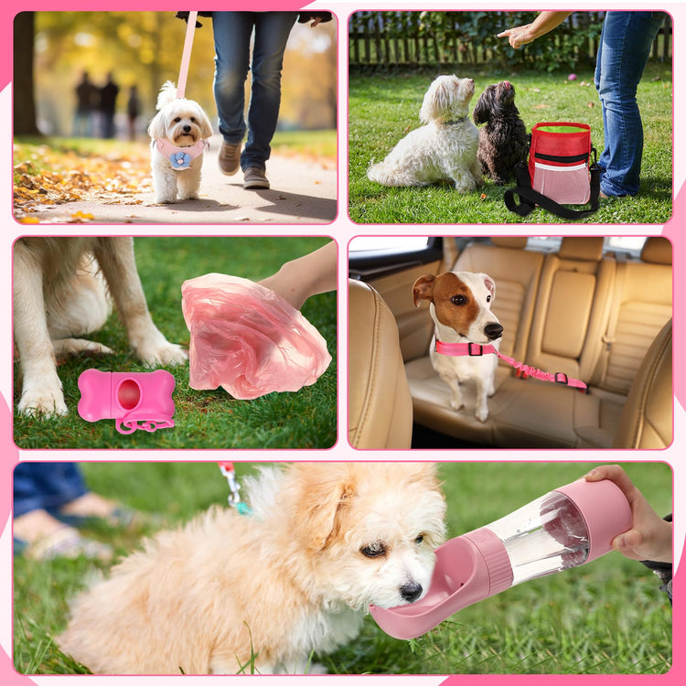 Abbylike 50 Pcs Puppy Supplies Starter Kit for Small Dogs Puppy Essentials Includes Leash, Bowls, Teeth Brushes, Water Bottle, and More Accessories for Dogs Pet Day Welcome Gift(Purple)