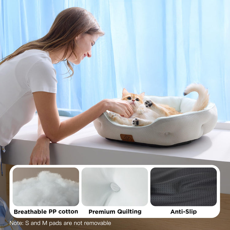 Bedsure Dog Beds for Small Dogs - Round Medium Cat Beds for Indoor Cats, Washable Pet Bed for Puppy and Kitten with Slip-Resistant Bottom, 25 Inches, Taupe