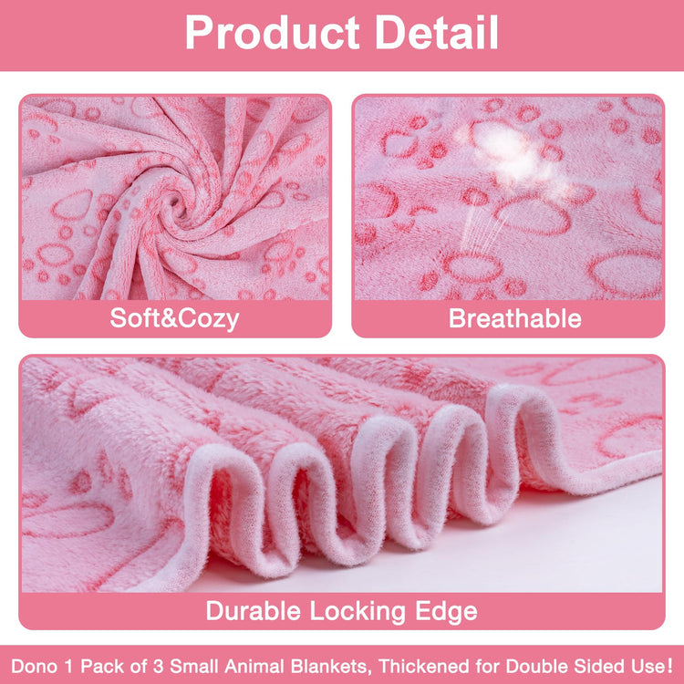 Dono 1 Pack 3 Dog Blankets, Soft Fluffy Fleece Pet Blanket Warm Sleep Mat Paw Print Design Puppy Kitten Throw Blanket Doggy Mat Blanket for Dogs