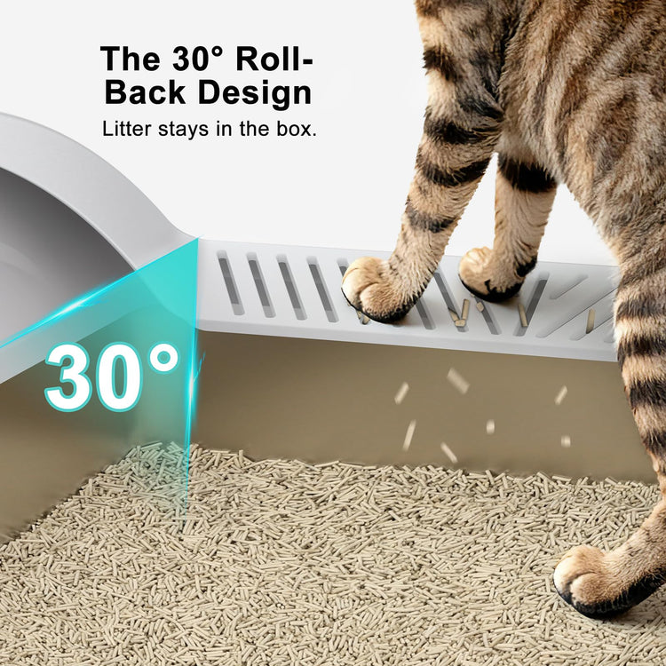 2 Pack Stainless Steel Litter Box for Kitty | Metal Kitty Litter Box with Lid High Sided for Small Cats or Injured Cats, Bunny Litter Boxes, Low Entry, Odor-Free, Non-Stick,Includes Scoop
