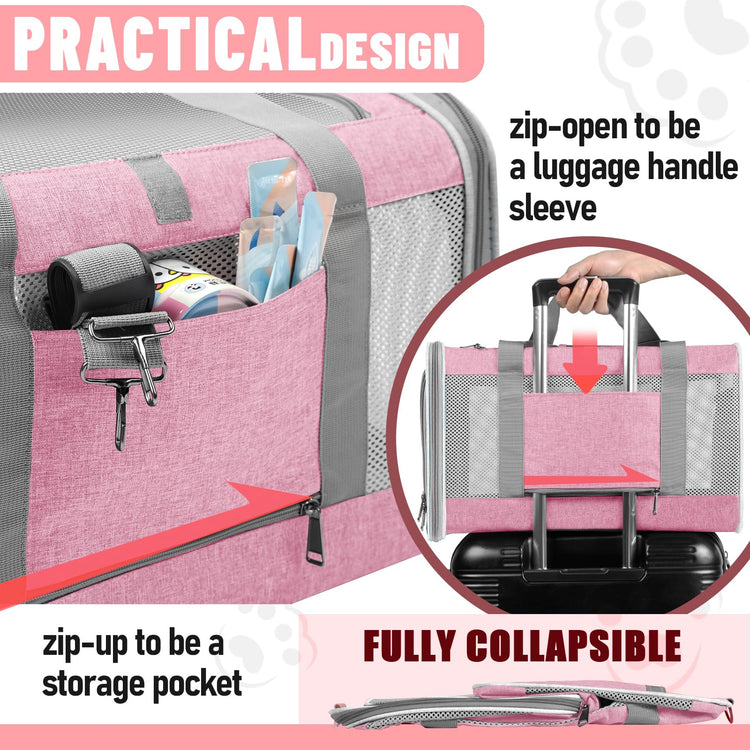 GAPZER Small Dog Carrier Cage Soft Chihuahua / Softshell Big Cat Carrier Maine Coon / Pet Taxi Carrying Bag over 25lbs / Top Loader Travel Kennel Brown
