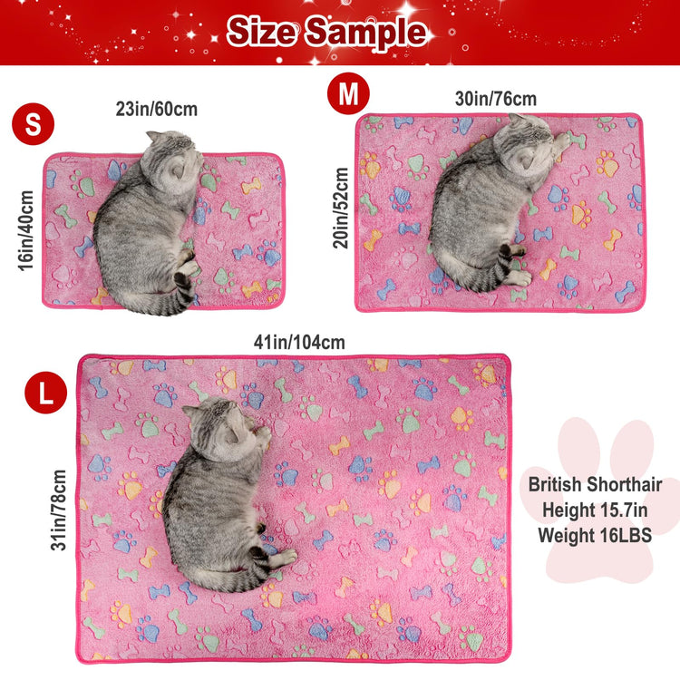 Dono 1 Pack 3 Dog Blankets, Soft Fluffy Fleece Pet Blanket Warm Sleep Mat Paw Print Design Puppy Kitten Throw Blanket Doggy Mat Blanket for Dogs