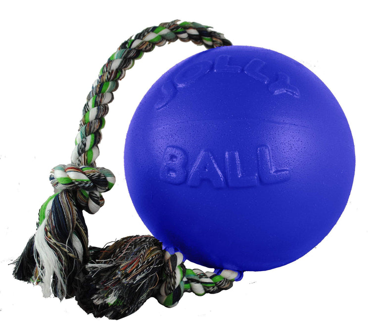 Jolly Pets Romp-n-Roll Rope and Ball Dog Toy, 6 Inches/Medium, Red (606 RD)