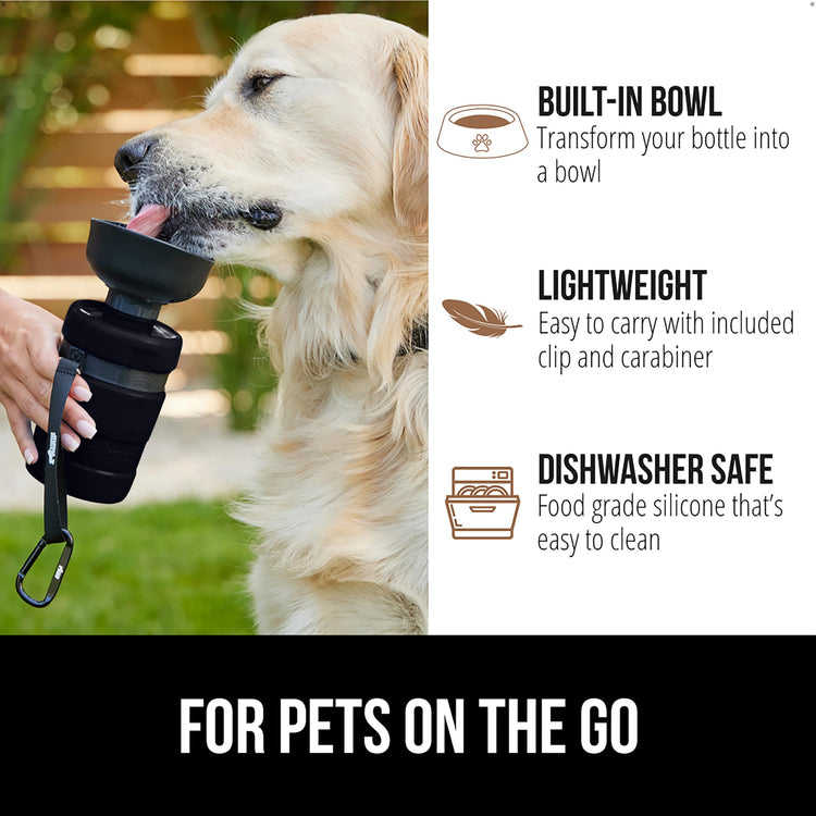 GORILLA GRIP Dog Water Bottle, Portable Water Bowl Dispenser for Dogs, 12 oz Leak Proof Pet Travel Squeeze Bottles, Food Grade Silicone, to Go Puppy Essentials, Hiking Camping Trip Accessories, Pink