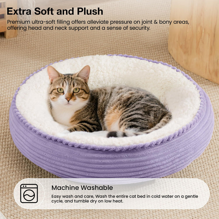 Love's cabin Round Donut Cat and Dog Cushion Bed, 20in Bed for Cats or Small Dogs, Anti-Slip & Water-Resistant Bottom, Super Soft Durable Fabric Pet Beds, Washable Luxury Cat & Dog Bed Gray