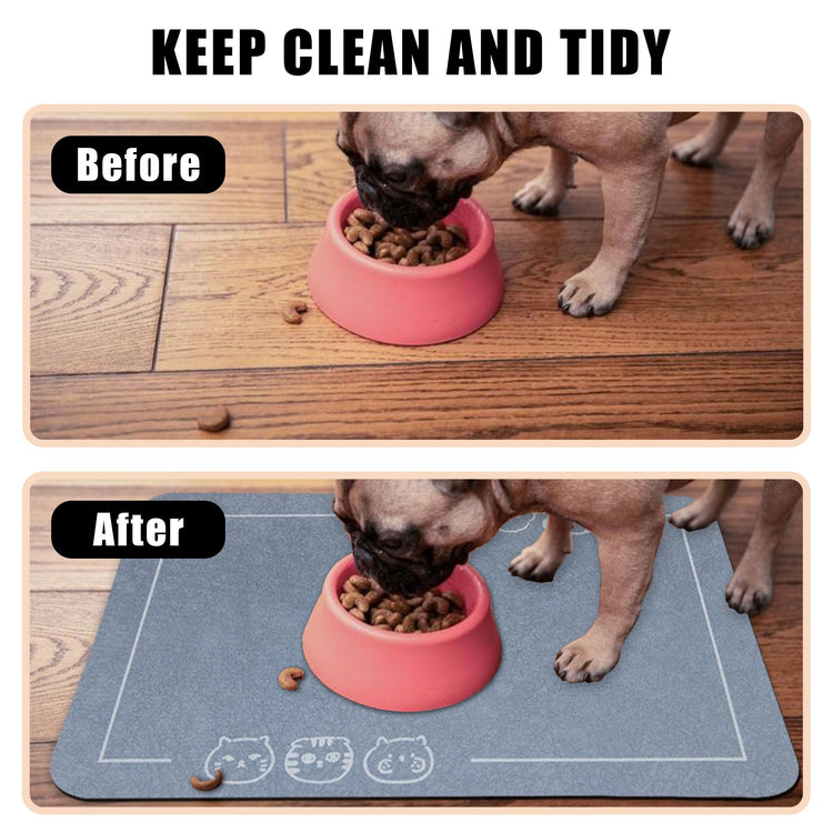 YCT Cat Pet Food Mat - Non-Slip Bottom Absorbent Quick Dry Feeding Mat for Dogs and Cats - Pet Supplies, 11.8"x18.1" Beige