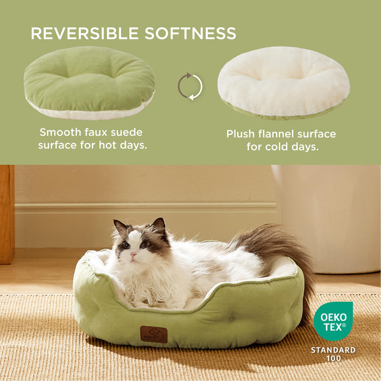 Bedsure Dog Beds for Small Dogs - Round Medium Cat Beds for Indoor Cats, Washable Pet Bed for Puppy and Kitten with Slip-Resistant Bottom, 25 Inches, Taupe