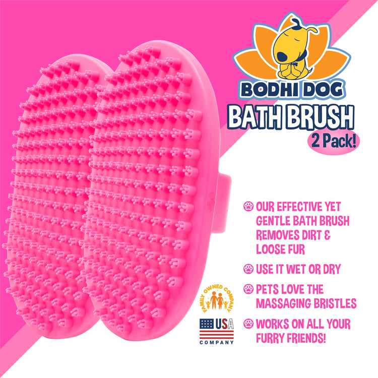 Bodhi Dog Shampoo Brush - Pet Grooming & Bath Supplies for Dogs and Cats - Bath Brush for Long & Short Hair - Premium Scrubber for Shower, Bathing & Massage (One Pack, Silver Glitter)