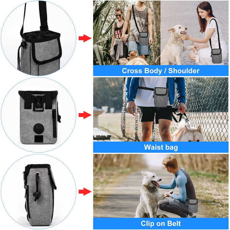 Modoker Dog Travel Bag Backpack, Airline Approved Pet Accessories Organizer for Dog and Cat with Shoulder Strap, 2 Dog Food Storage Containers, 2 Collapsible Dog Bowls,1 Pet Mat, Grey