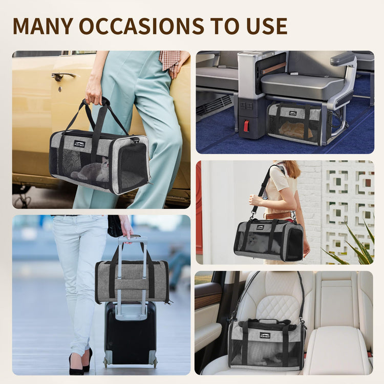 Pet Carrier Airline Approved, Soft Sided Cat Carrier for Small Pets up to 13 lbs, TSA Approved Dog Travel Bag with Foldable Bowl, Portable Soft Sided Pet Carrier for Kittens and Puppies