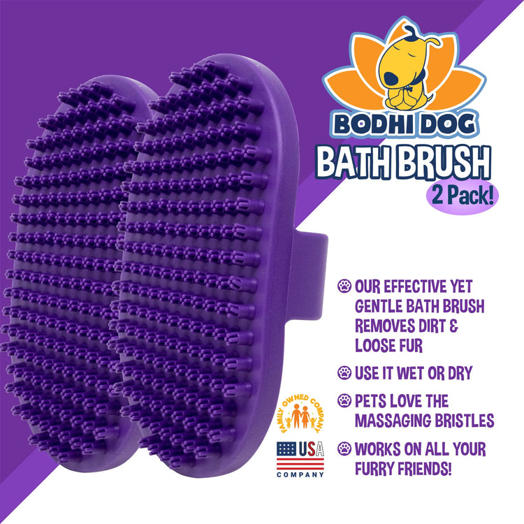 Bodhi Dog Shampoo Brush - Pet Grooming & Bath Supplies for Dogs and Cats - Bath Brush for Long & Short Hair - Premium Scrubber for Shower, Bathing & Massage (One Pack, Silver Glitter)