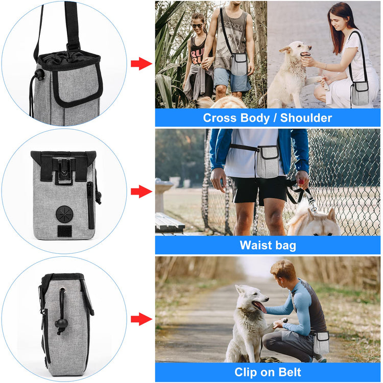 Modoker Dog Travel Bag Backpack, Airline Approved Pet Accessories Organizer for Dog and Cat with Shoulder Strap, 2 Dog Food Storage Containers, 2 Collapsible Dog Bowls,1 Pet Mat, Grey