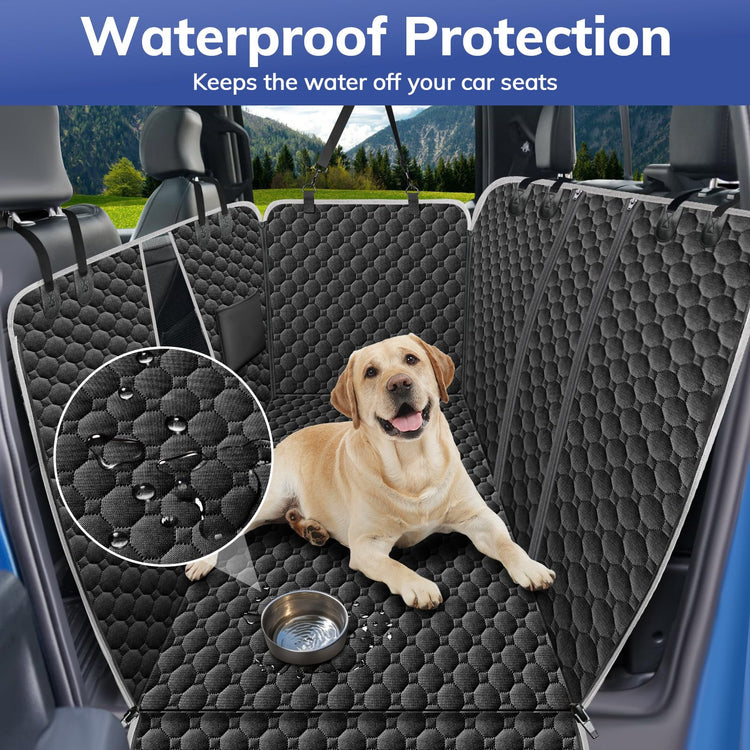 Mancro Dog Car Seat Cover for Back Seat, 2026 Upgraded 600D Heavy Duty Waterproof & Scratch-Resistant Dog Hammock for Car, Back Seat Pet Cover for Dogs with Sedan, Trucks and SUVs, Standard, Black