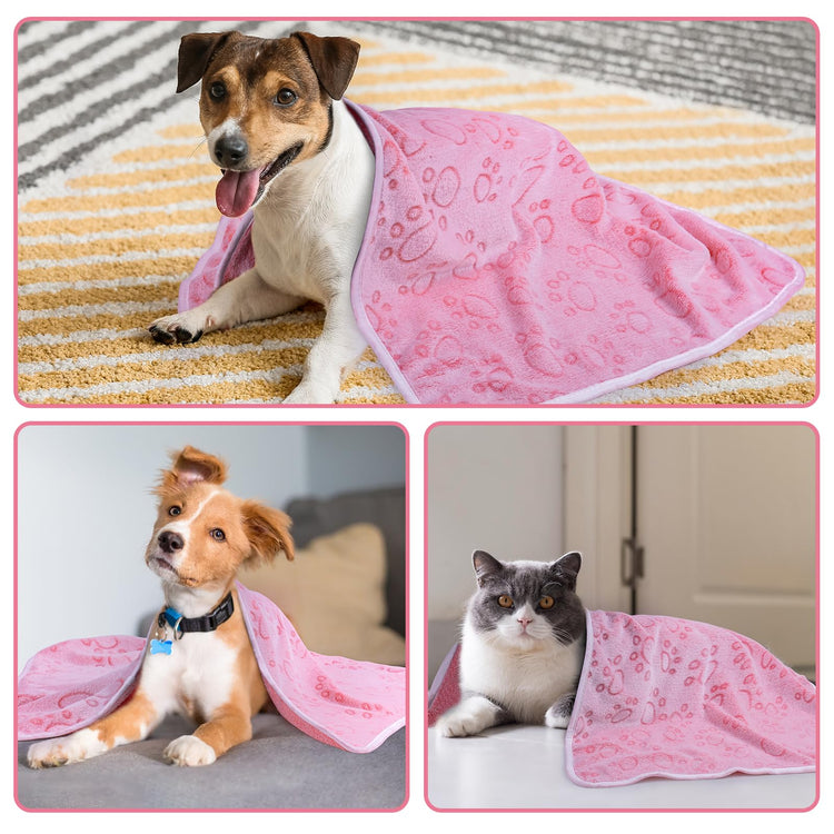 Dono 1 Pack 3 Dog Blankets, Soft Fluffy Fleece Pet Blanket Warm Sleep Mat Paw Print Design Puppy Kitten Throw Blanket Doggy Mat Blanket for Dogs