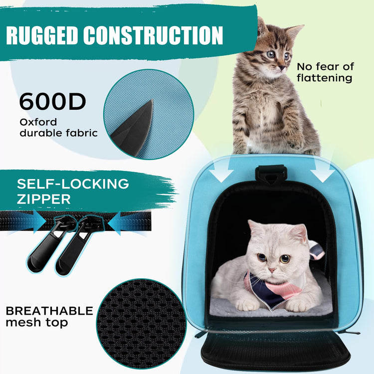 Cat, Dog Carrier for Small Medium Pet Carriers Up to15Lbs, Cats Carrier Soft- Sided Puppy Dogs Bag Portable Foldable Airline Approved Carrier Travel (Green 18 * 11 * 11)