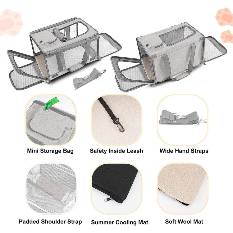 GAPZER Pet Carrier for Large Cats, Soft-Sided Cat Carrier for Medium Big Cats and Puppy up to 20lbs, Washable Dog Carrier Privacy Protection for Home Outdoor Travel