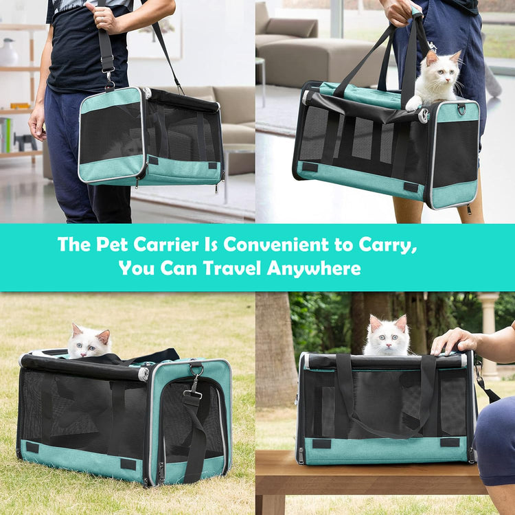 GAPZER Pet Carrier for Large Cats, Soft-Sided Cat Carrier for Medium Big Cats and Puppy up to 20lbs, Washable Dog Carrier Privacy Protection for Home Outdoor Travel