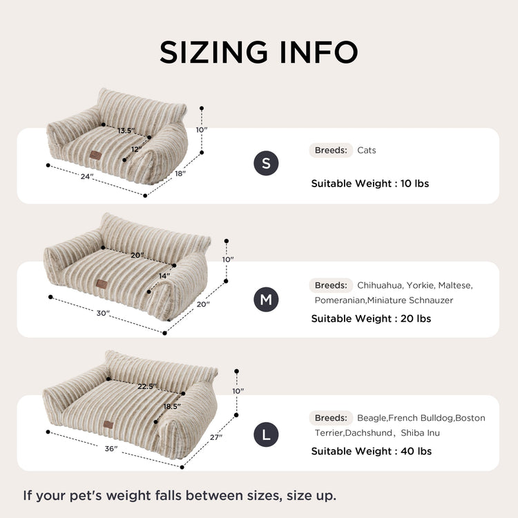 Bedsure ComfyFleece™ Cute Cat Couch for Pets - As Seen on TV on Good Day New York, Fluffy Cats beds for Indoor Cats with Removable Washable Cover, Supportive Pet Sofa, 24inch, Cream