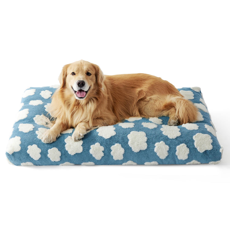 LE SURE Dog Beds Medium Size-Thick Shredded Chopped Foam Pet Bed as Gift for Indoor with Removable Cover, Cute Modern Fuzzy Plush & Anti Slip Bottom, Green
