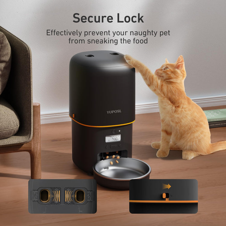 Yuposl Automatic Cat Feeders - 2L Cat Food Dispenser Easy to Use, Timed Automatic Pet Feeder with Over 180-day Battery Life, 1-6 Meals Dry Food Programmable Portion Control Also for Dogs