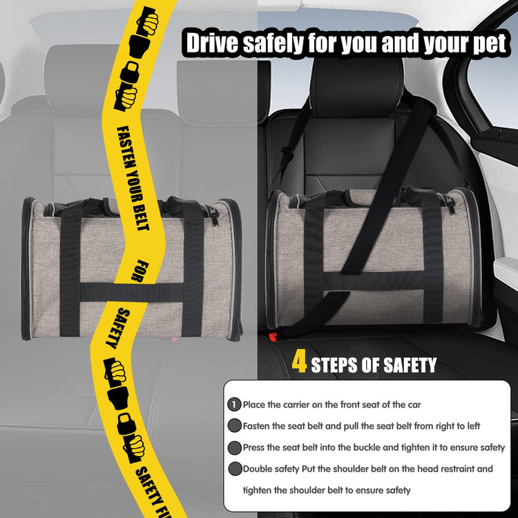 Cat Dog Carriers Soft-Sided Pet Carrier Large Cats for Medium Big Cat Small Dog Puppy up to 16lbs TSA Airline Approved Animal Collapsible Cat Carrier Carriers Travel Carrier Cat Bag (17x11x11)
